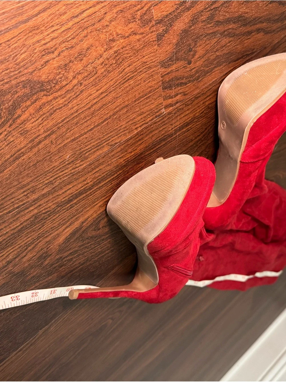 Fashion Nova Red Over-the-Knee Platform Stiletto Boots